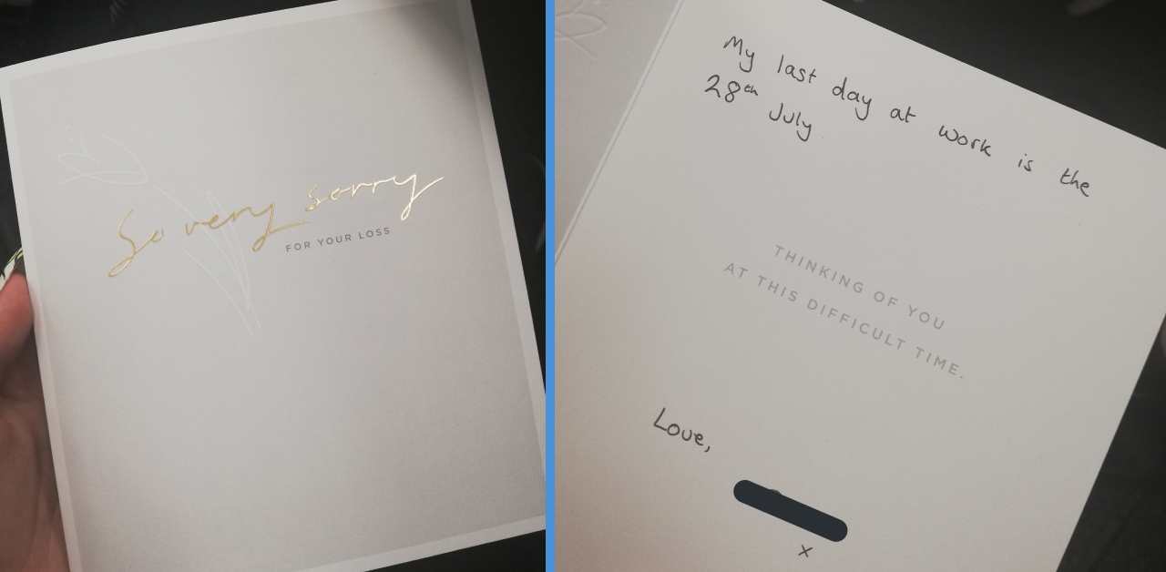 Man Hands In 'Sorry For Your Loss' Condolence Card As Resignation