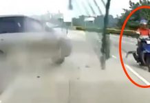 Motorcyclist Missed Being Hit by Inches After Car Crashed into Opposite Lane in Yishun