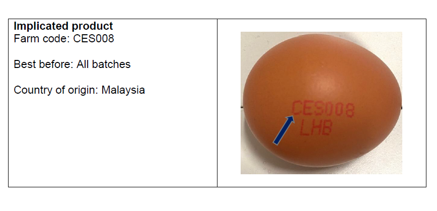 Sfa Recalls Certain Eggs Imported From M Sia As They Detected Salmonella Bacteria In Them Goody Feed