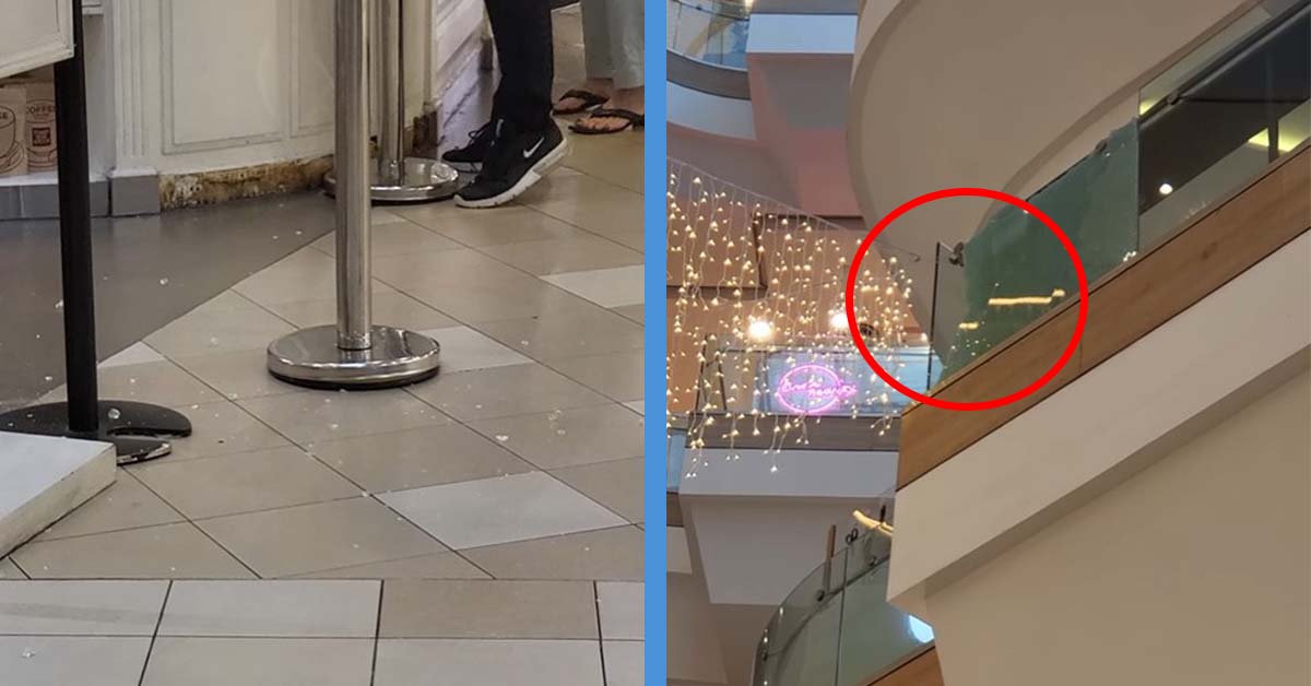 Glass Rained Down from 2nd Floor in Tampines 1 After Glass Railing