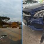 67cm Metal Rod Flew & Pierced Moving Car Along TPE, Narrowing Missing The Driver