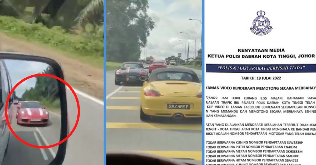 Johor Police Looking for 7 S’pore-Registered Porsche Cars Driving ...