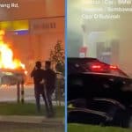 Car Burst into Fire at a Petrol Station Along Sembawang Road