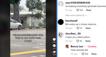 Man Caught Throwing Stones at Random Moving Silver Cars in Simei