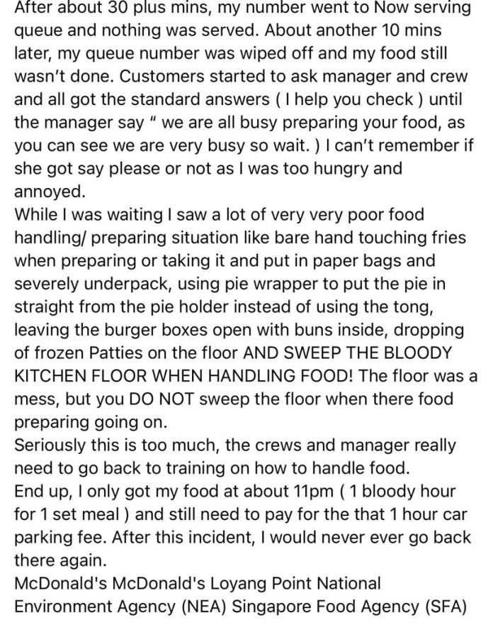 Man Claims McDonald’s in Loyang Point is So Slow, He Waited Over 1 Hour