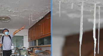 Ceiling of Serangoon HDB Flat Looks Like a Cave Due to Kitchen’s Water Leakage