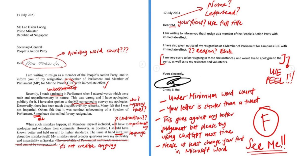 Someone Marked The Politicians’ Resignation Letters Like a School Teacher