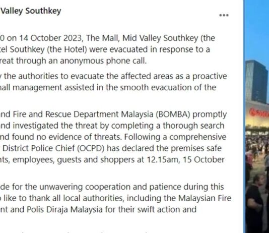 The Whole of Mid Valley Southkey Mall In JB Evacuated After Receiving Mysterious Threat Call