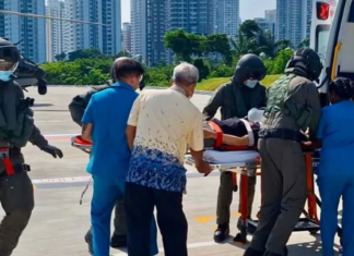 RSAF Helicopter Rescued a Sick Crew Member at Sea on National Day