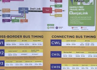 Going JB From Newton or Queen Street? You Can’t Pay Cash Onboard Causeway Link Buses From Today Causeway Link cross-border bus timings and ManjaLink cashless payment poster at Queen Street Terminal