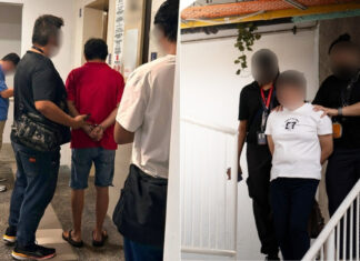 ICA Raids Fernvale & Chinatown Homes, Married Pair Arrested Over Suspected False Immigration Declarations ICA officers arresting suspects during marriage of convenience dawn raids