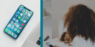 Mobile phone and phone shop counter illustration for Singpass LiquidPay scam story
