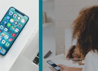 Mobile phone and phone shop counter illustration for Singpass LiquidPay scam story
