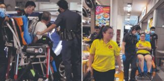 Police and responders at a Bedok North coffee shop after an alleged assault