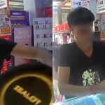 CCTV still of man allegedly taking speaker from Bukit Batok phone shop counter
