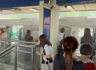 Bukit Gombak MRT station platform after train smoke evacuation