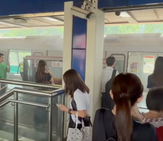 Bukit Gombak MRT station platform after train smoke evacuation