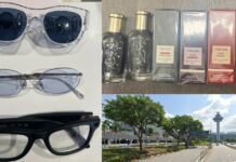 16-Year-Old Uzbek Teen Allegedly Steals Over S$4,800 From 6 Changi Airport Shops; Mother Also to Be Charged Sunglasses perfume and Changi Airport control tower collage related to transit-area shop theft case
