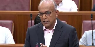 Home Affairs Minister K Shanmugam speaking in Parliament