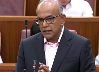 Home Affairs Minister K Shanmugam speaking in Parliament