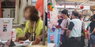 Clementi wet market fish seller with face blurred, Shin Min photos