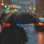 Rainy Singapore street scene after sudden cool weather