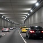 Evening traffic in a Singapore expressway tunnel, illustrative image for CTE multi-car accident story