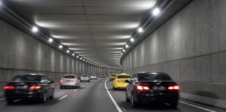 Evening traffic in a Singapore expressway tunnel, illustrative image for CTE multi-car accident story