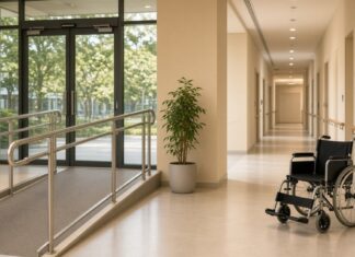 Task Force Proposes Fee Caps for Disability Services, More Families Could Receive Subsidies Accessible community service centre ramp and empty wheelchair illustrating disability services fee caps proposal