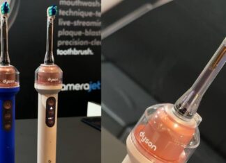 Dyson CameraJet electric toothbrush product on clean backdrop
