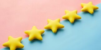 Five yellow stars illustrating online star ratings and fake review crackdowns