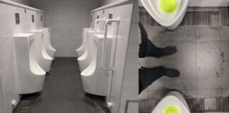 Cramped urinals at Farrer Park MRT male toilet