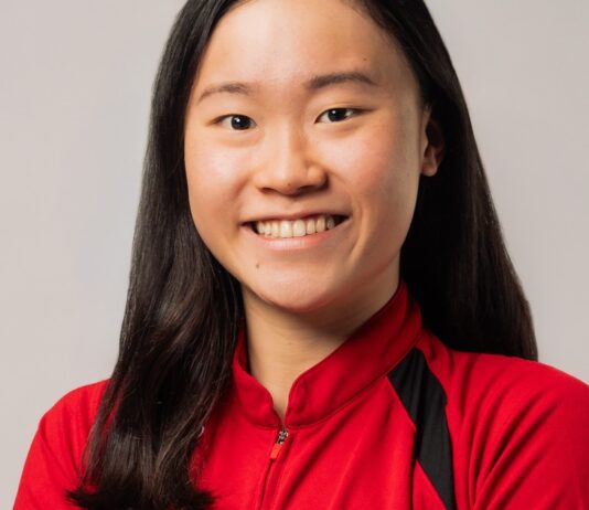 Singapore swimmer Gan Ching Hwee competing in freestyle