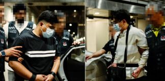 Two Malaysian men escorted by Singapore Police after King Albert Park GCB poker-game armed robbery