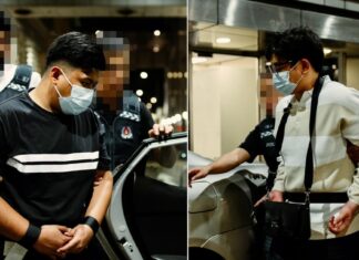 Two Malaysian men escorted by Singapore Police after King Albert Park GCB poker-game armed robbery