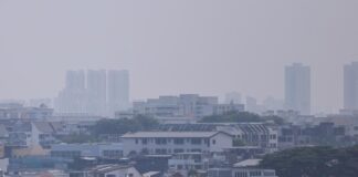 Hazy rooftops over a Singapore residential estate during the late August haze episode