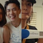 Singapore Celebrity Couple Hong Ling and Nick Teo Expecting First Child Actors Hong Ling and Nick Teo smiling with ultrasound scan strip, beside a Clearblue digital pregnancy test reading Pregnant 1-2 from their Instagram announcement