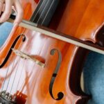 Jurong Neighbours Complain Woman Plays Cello Almost Daily; She Says Music Is Her Livelihood Person playing a cello, instrument close-up with no face visible, for a Jurong West neighbour noise dispute