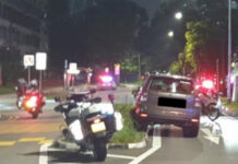 20-Year-Old Allegedly Drove Against Traffic in Jurong West, Hit Car and Van; Etomidate Detected in Blood Vehicle on centre divider kerb Jurong West SPF