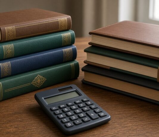 Former MUIS Senior Director Jailed 7 Weeks Over Misappropriation of More Than S$68,000 Meant for Religious School Stack of textbooks and financial ledgers on a desk, non-literal illustration for religious school funds court case