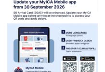 Travellers Using MyICA App Should Update It Before SG Arrival Card Submissions From 30 Sep MyICA mobile app and SG Arrival Card graphic travellers should update before 30 September submissions