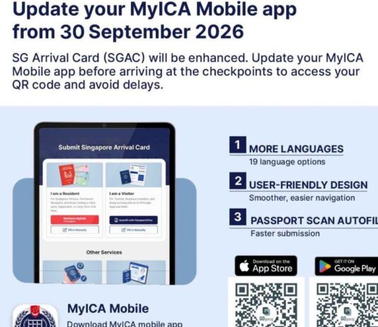 MyICA mobile app and SG Arrival Card graphic travellers should update before 30 September submissions