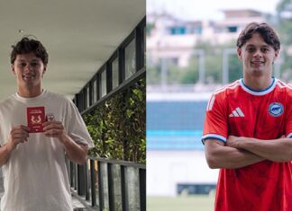 Cardiff City defender Perry Ng with Singapore passport and FAS jersey