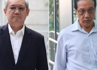 Archive file photo of former Sembcorp Marine executives Wong Weng Sun and Lee Fook Kang (Lianhe Zaobao) — not today’s court scene