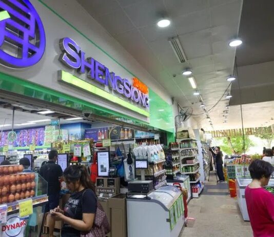 Sheng Siong supermarket storefront in Singapore
