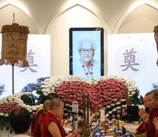 Memorial portrait of Ng Lye Poh, known as Sheng Siong Grandma, at her wake