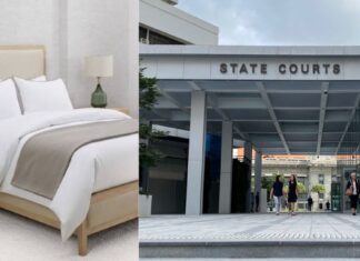 US Woman Poses as Marriott Employee’s Sister to Get Discounted Rates for 14 Nights at Sheraton Towers Singapore Marriott-style hotel room and State Courts entrance related to Sheraton Towers discount cheating case