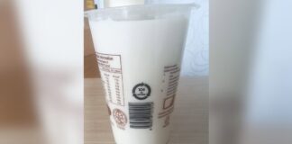 Sealed cup of soy milk with Singapore BCRS 10-cent deposit mark