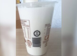 Sealed cup of soy milk with Singapore BCRS 10-cent deposit mark