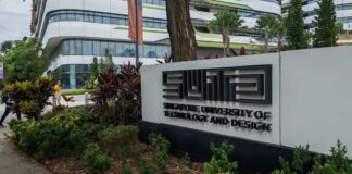 Singapore University of Technology and Design campus entrance sign for alleged football-facility booking fraud case